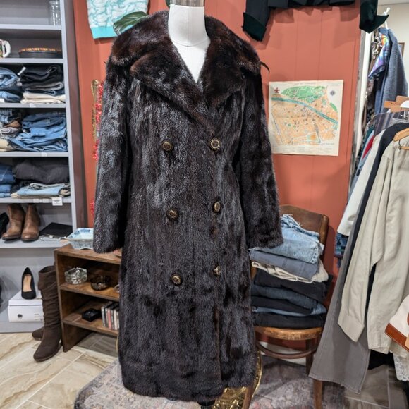 Elegant Brown genuine Mink Fur Coat Size Small 2-4 - Picture 1 of 12